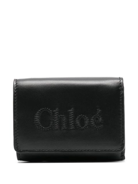 Chloé embroidered-logo leather wallet - Black - zdjęcie produktu nr 1