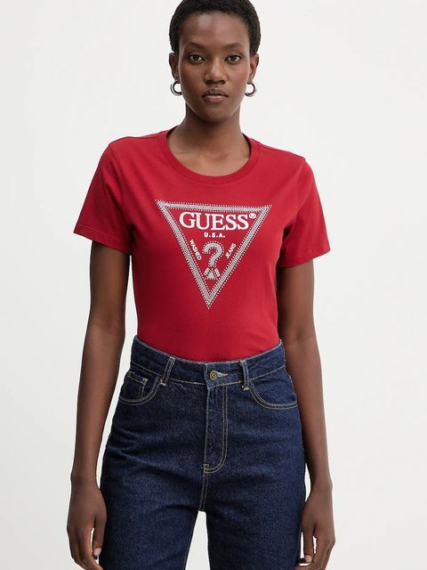 Guess t-shirt bawełniany damski kolor czerwony W5BI18 I3Z14 - zdjęcie produktu nr 1