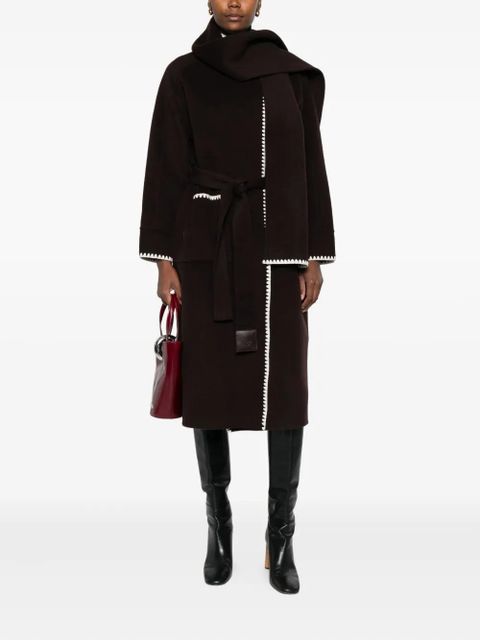 Maje scallop-trimmed belted coat - Brown