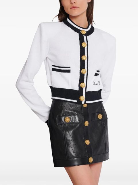 Balmain Balmain Signature logo-embroidered cardigan - White