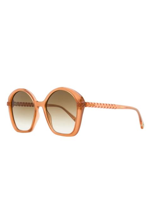 Chloé Eyewear braided-detail oversized sunglasses - Orange - zdjęcie produktu nr 2