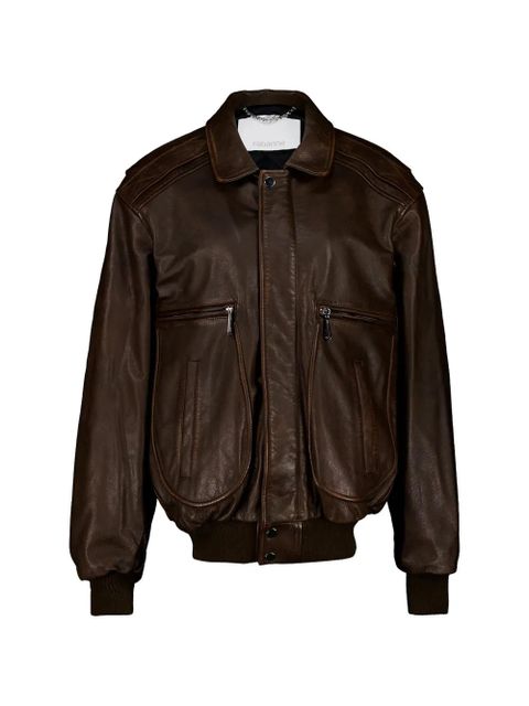 Rabanne quilted-shoulder leather jacket - Brown - zdjęcie produktu nr 1