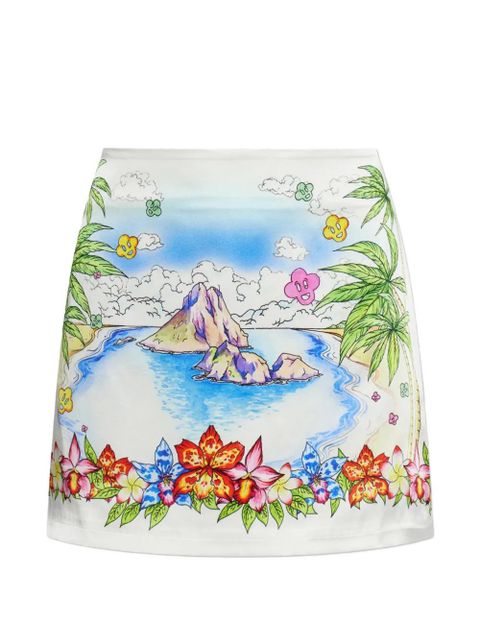 Casablanca Better Days graphic-print silk mini skirt - White - zdjęcie produktu nr 1