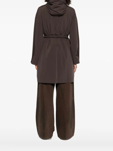 Moncler drawstring-waist hooded coat - Brown