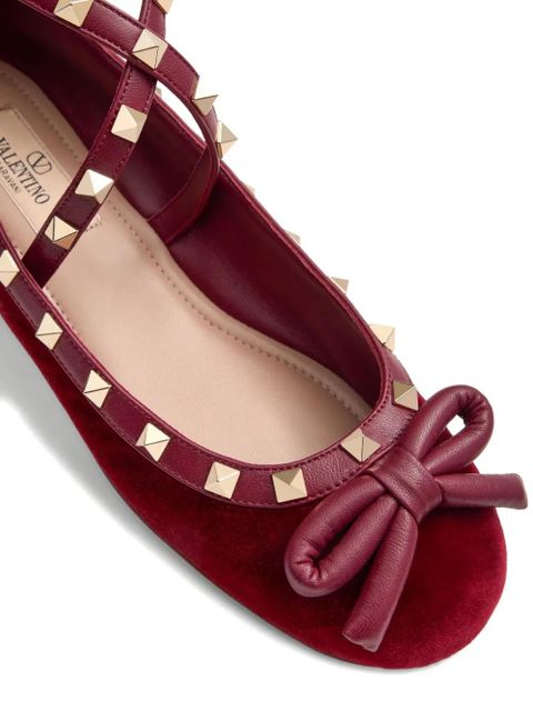 Valentino Garavani Rockstud velvet ballet flats - Red
