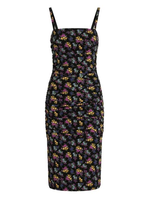 Dolce & Gabbana floral-pattern ruched midi dress - Black - zdjęcie produktu nr 1