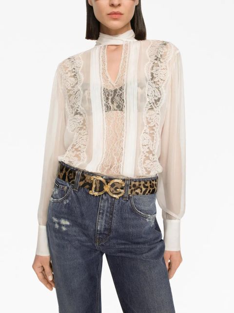 Dolce & Gabbana chantilly lace semi-sheer blouse - White