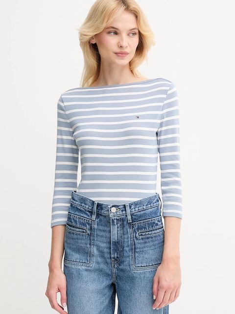 Tommy Hilfiger longsleeve bawełniany kolor niebieski WW0WW40589 - zdjęcie produktu nr 1