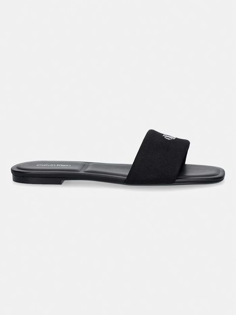 Calvin Klein klapki damskie SQUARE FLAT SNDL CANVAS HW - zdjęcie produktu nr 1