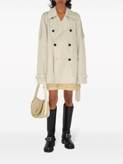 Burberry short silk trench coat - Neutrals