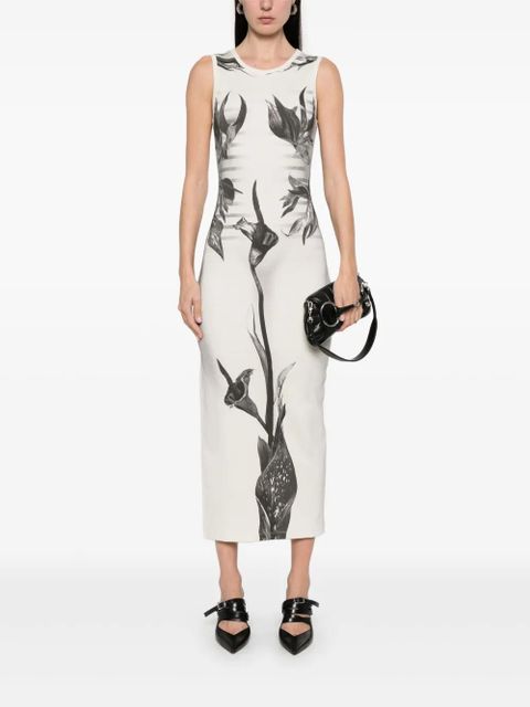 Jean Paul Gaultier floral-print midi dress - White