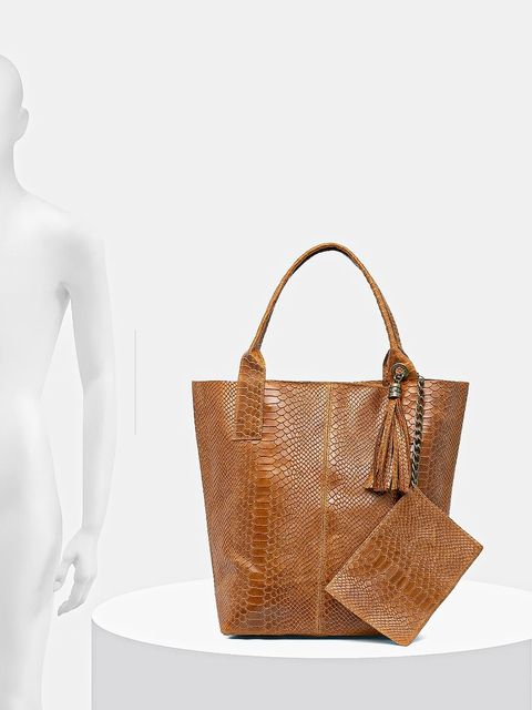 Answear.LAB torebka skórzana kolor brązowy