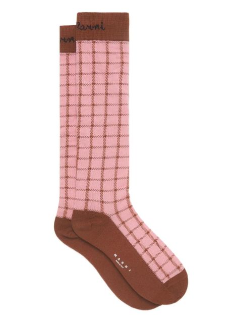 Marni jacquard checked-pattern socks - Pink - zdjęcie produktu nr 1