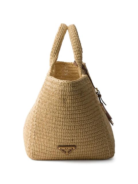 Prada large crochet tote bag - Neutrals