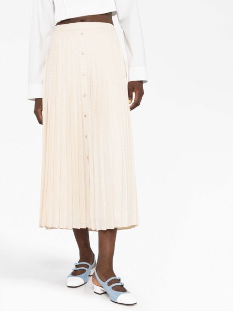 Prada logo-jacquard silk pleated skirt - Neutrals