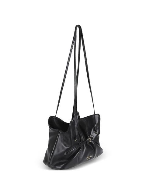 Prada gathered leather shoulder bag - Black
