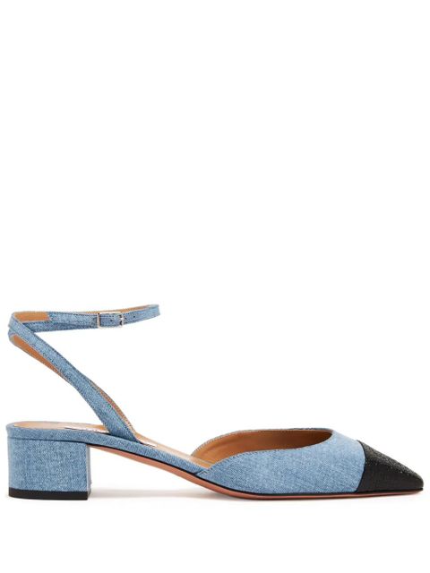 Aquazzura square-toe denim pumps - Blue - zdjęcie produktu nr 1