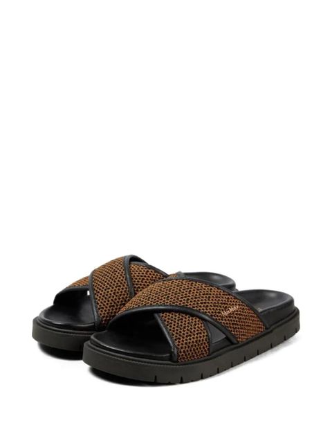 Max Mara cross-strap flat slides - Brown