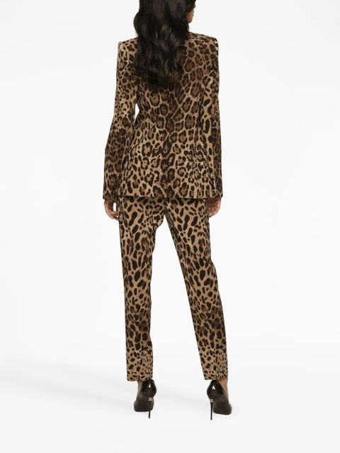 Dolce & Gabbana high-waisted leopard-print trousers - Brown
