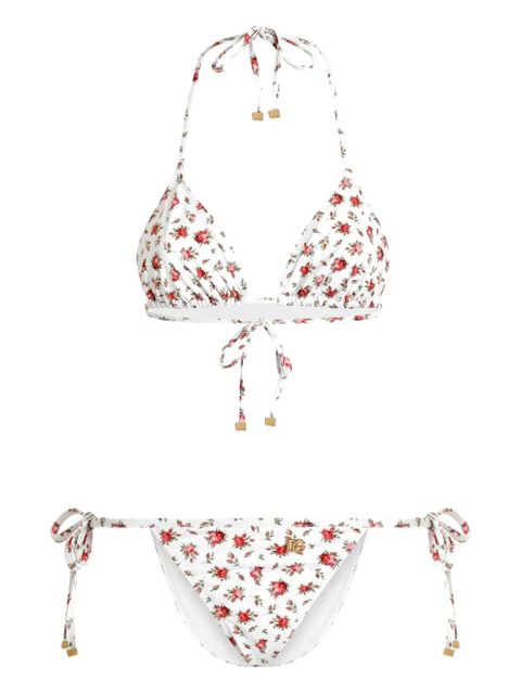 Dolce & Gabbana floral-print tie bikini - White - zdjęcie produktu nr 1