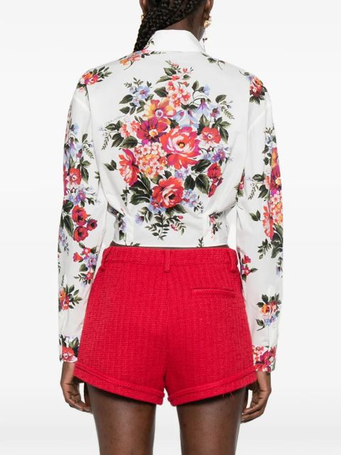 Dolce & Gabbana floral-print long-sleeve shirt - White