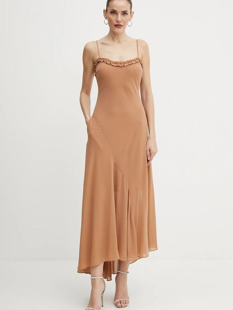 Bardot sukienka kolor brązowy midi rozkloszowana 59885DB - zdjęcie produktu nr 2