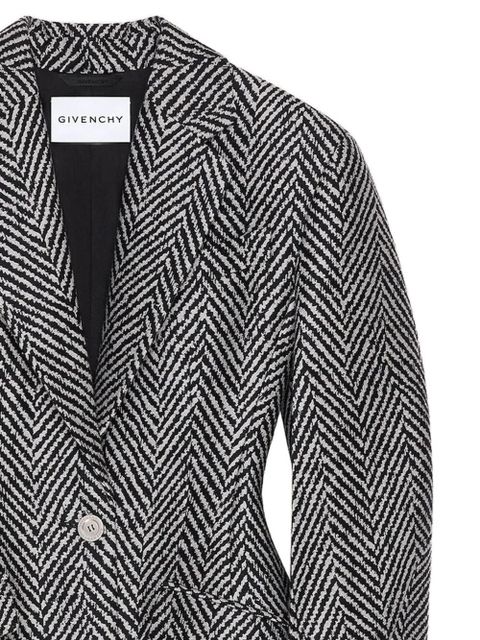 Givenchy Cocoon single-breasted herringbone coat - Black - zdjęcie produktu nr 2