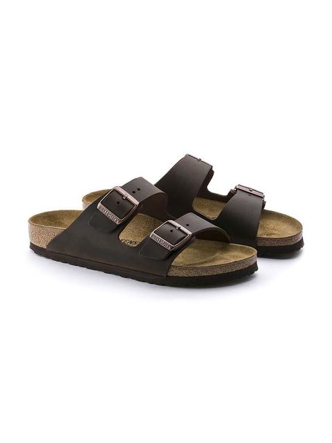 Birkenstock klapki skórzane Arizona damskie kolor brązowy 52533