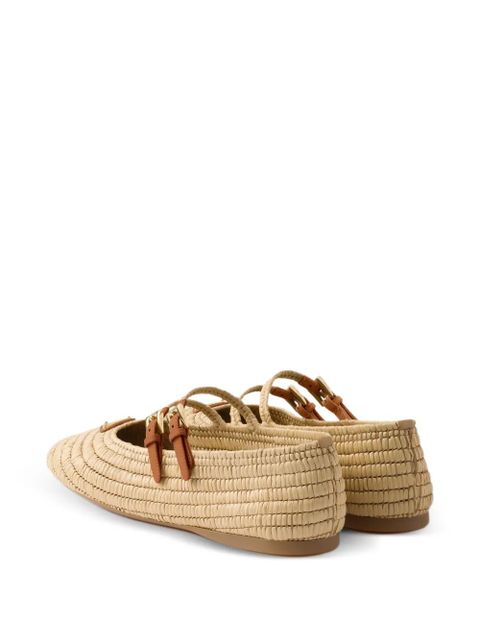 Prada straps buckles crochet ballerinas - Neutrals