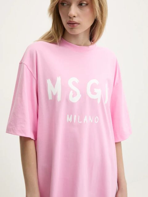 MSGM sukienka bawełniana kolor różowy mini oversize