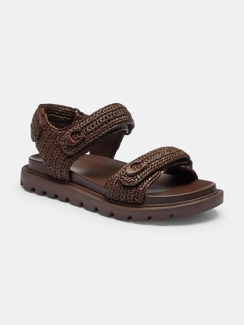 Coach sandały na płaskim obcasie damskie skórzane Brynn Raffia Sandal - zdjęcie produktu nr 1