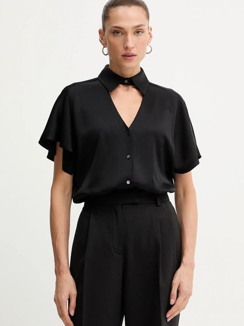 Karl Lagerfeld koszula damska kolor czarny relaxed z kołnierzykiem klasycznym A4W11040 - zdjęcie produktu nr 1