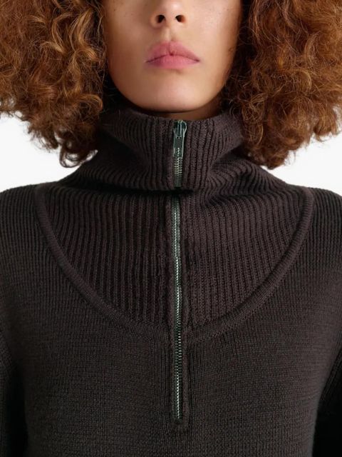 LEMAIRE ribbed half-zip sweater - Brown