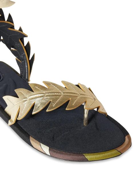 PUCCI Edera leaf flat sandals - Black