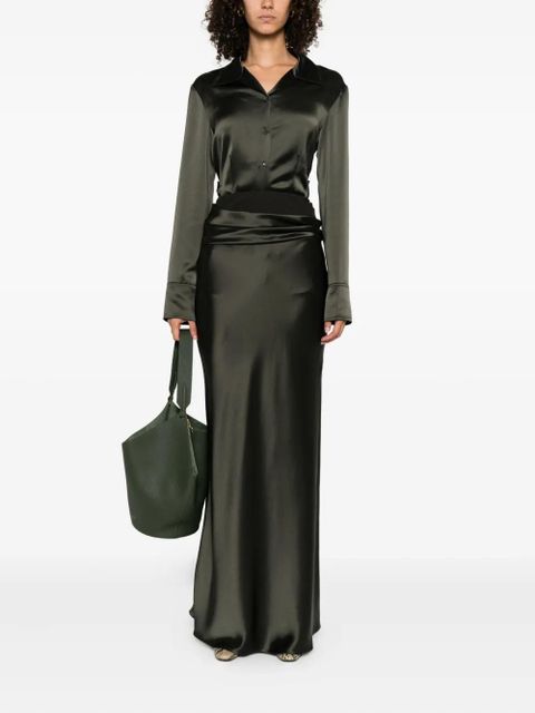 Nanushka Letto draped-detail maxi skirt - Green