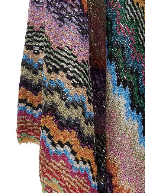 Missoni zigzag-pattern fringed poncho - Blue