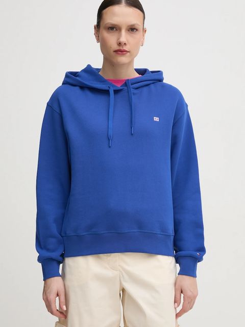 Tommy Hilfiger bluza bawełniana damska kolor niebieski z kapturem gładka WW0WW45979 - zdjęcie produktu nr 1
