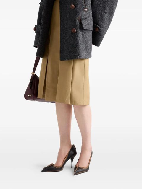 Prada box-pleat kick-pleat midi skirt - Neutrals