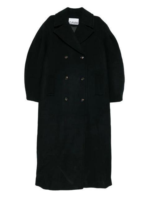GANNI oversized long peacoat - Black - zdjęcie produktu nr 1