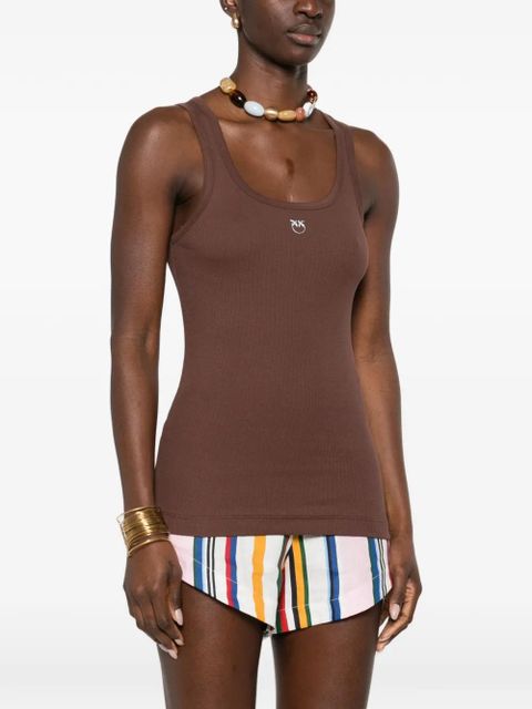 PINKO logo tank top - Brown