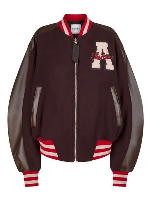 The Attico leather-sleeved logo-patch bomber jacket - Red - zdjęcie produktu nr 1