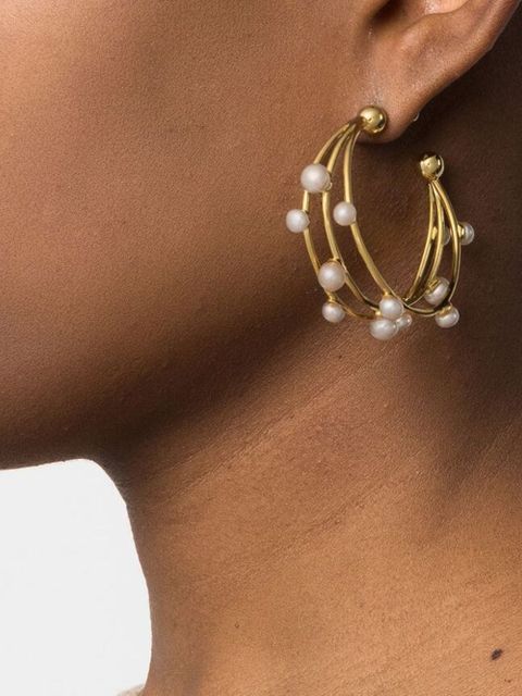 Cult Gaia pearl-embellished hoop earrings - Gold - zdjęcie produktu nr 2