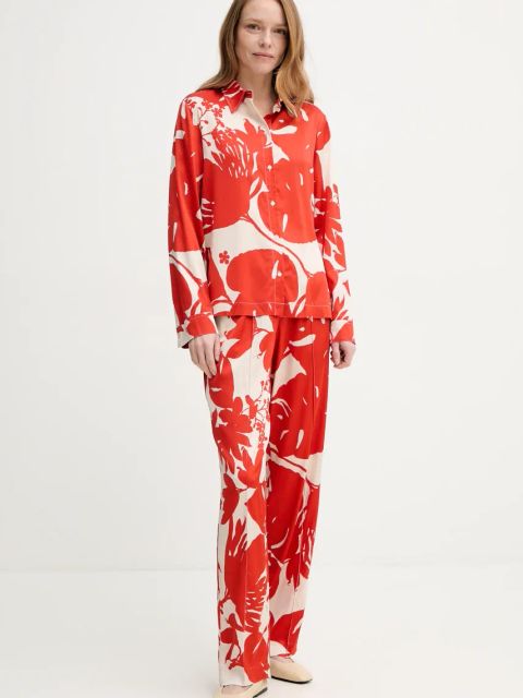 Marc O'Polo koszula damska kolor pomarańczowy relaxed z kołnierzykiem klasycznym 503085542141