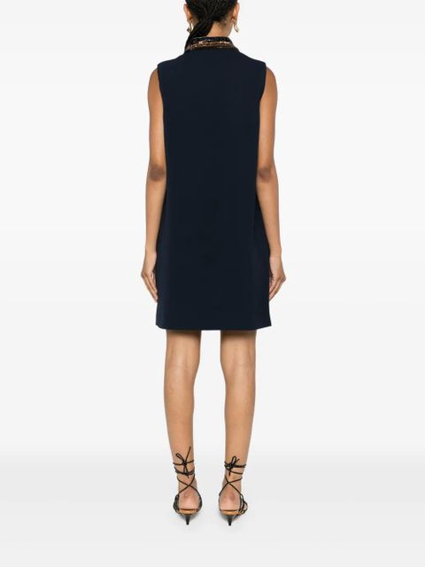 FENDI sequined-trim polo minidress - Blue