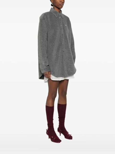 Miu Miu logo-embroidered shirt - Grey