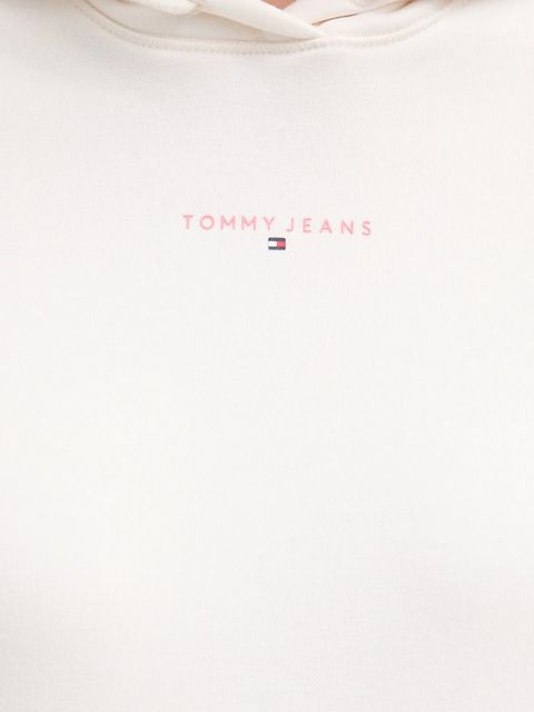 Tommy Jeans bluza damska kolor beżowy z kapturem z nadrukiem DW0DW21963