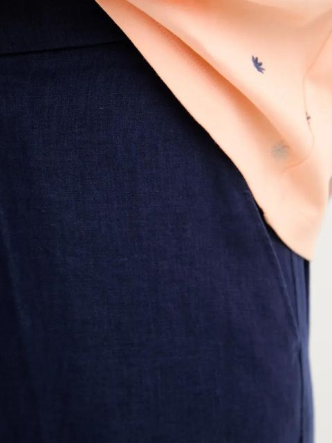 United Colors of Benetton spodnie lniane damskie kolor granatowy proste high waist 4AGHDF08K