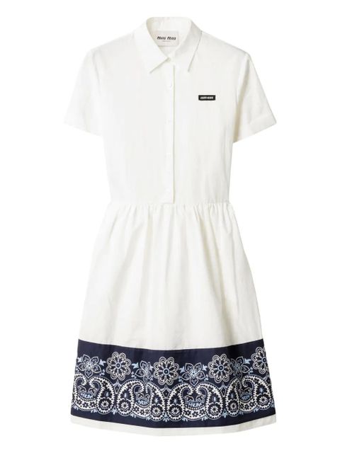 Miu Miu bandana-print poplin midi dress - White - zdjęcie produktu nr 1