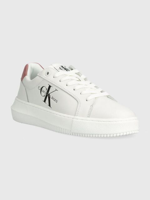 Calvin Klein Jeans sneakersy skórzane YW0YW00823 CHUNKY CUPSOLE MONOLOGO W kolor biały YW0YW00823 - zdjęcie produktu nr 2