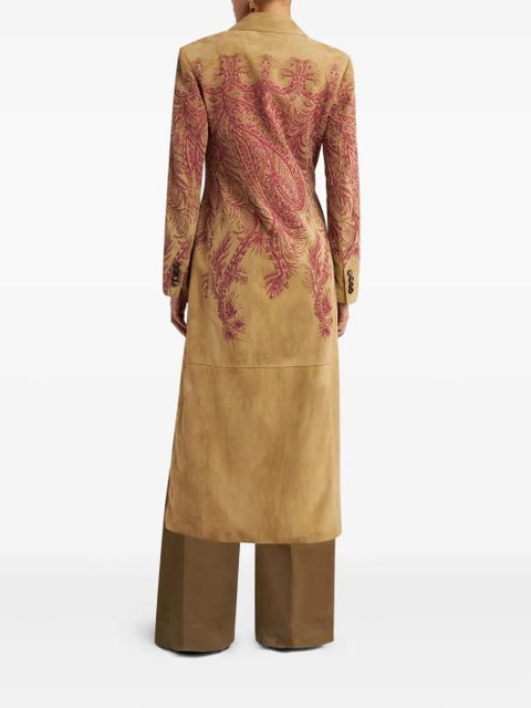 ETRO paisley-print leather coat - Brown